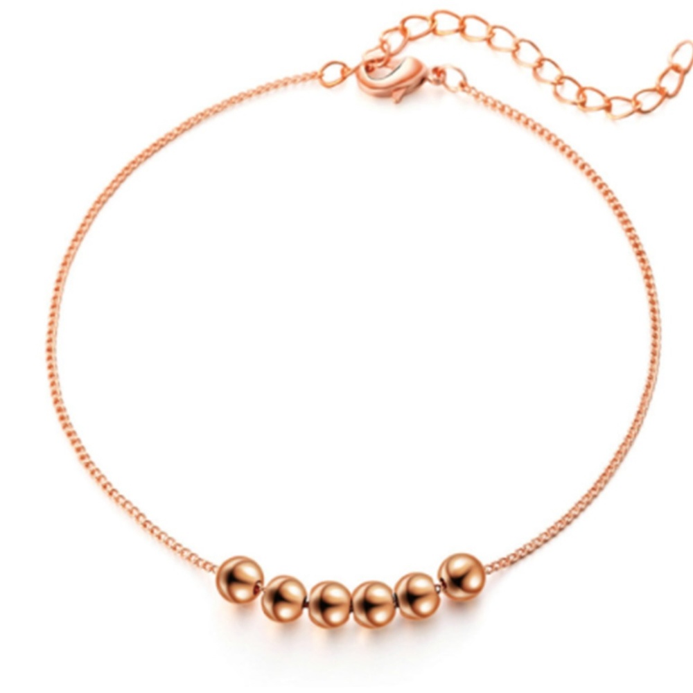 Beaded Ankle Bracelet Rose Gold Silver Anklet